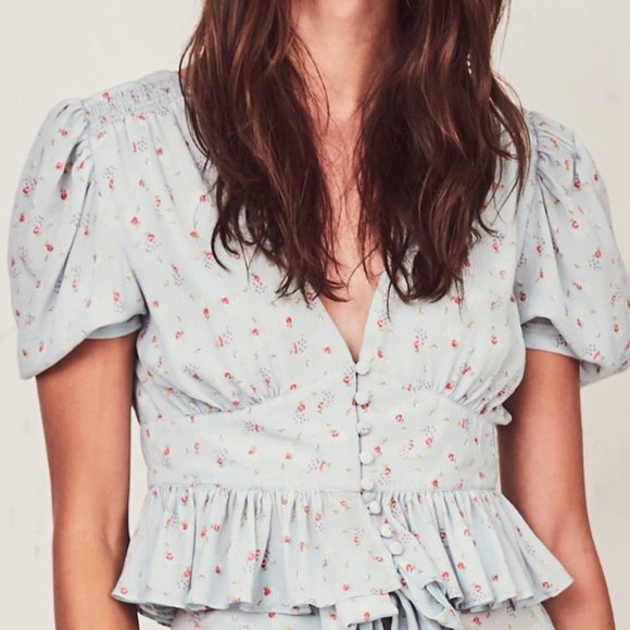 LoveShackFancy Tops - NWOT LoveShackFancy bSteph Top in Blue Ribbon